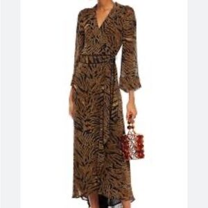 Ganni | Dresses | Ganni Tiger Animal Print Maxi Wrap Dress Size 4 Us 8 ...